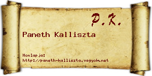 Paneth Kalliszta névjegykártya